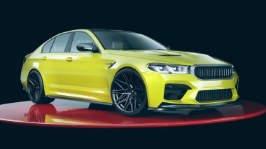 Markasız, jenerik konsept bir arabanın 3 boyutlu çizimi