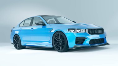 Markasız, jenerik konsept bir arabanın 3 boyutlu çizimi