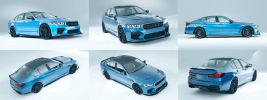 Markasız, jenerik konsept bir arabanın 3 boyutlu çizimi