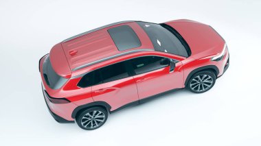 Stüdyo ortamında markasız, jenerik SUV konsept bir arabanın 3 boyutlu çizimi