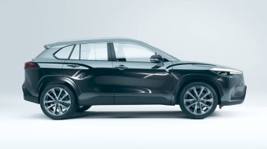Stüdyo ortamında markasız, jenerik SUV konsept bir arabanın 3 boyutlu çizimi