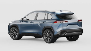 Stüdyo ortamında markasız, jenerik SUV konsept bir arabanın 3 boyutlu çizimi