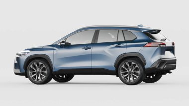 Stüdyo ortamında markasız, jenerik SUV konsept bir arabanın 3 boyutlu çizimi