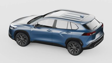 Stüdyo ortamında markasız, jenerik SUV konsept bir arabanın 3 boyutlu çizimi