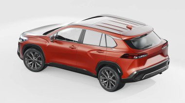 Stüdyo ortamında markasız, jenerik SUV konsept bir arabanın 3 boyutlu çizimi