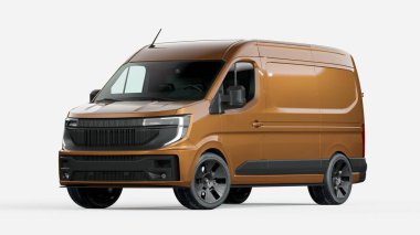 Beyaz arka planda parlak kahverengi kargo aracı