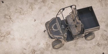 Engebeli arazi aracının en üst görüntüsü