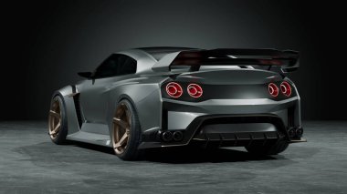 Modern tasarımı ve kalın çizgileri olan şık bir spor araba..