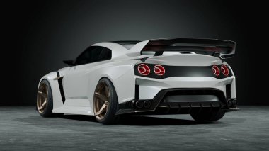 Dinamik kıvrımlı parlak beyaz spor araba.