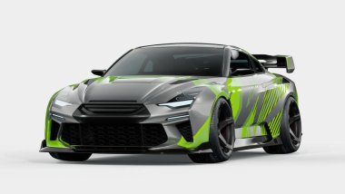 Modern aerodinamik tasarımı olan şık spor araba..