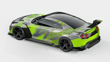 Dinamik tasarımı olan parlak yeşil spor araba..