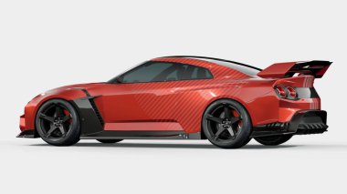 Aerodinamik tasarımı olan parlak kırmızı spor araba..