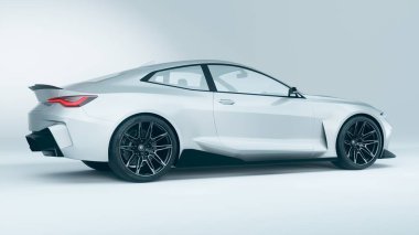 Sleek white sports car in side profile view. clipart