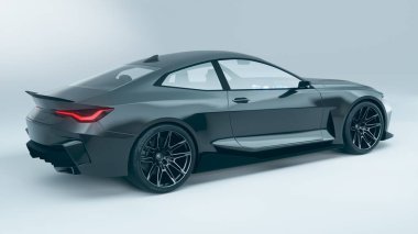 Gösterişli siyah spor araba minimalist ayarlarda