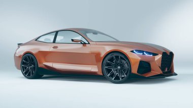 Modern tasarıma sahip parlak turuncu spor coupe