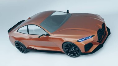 Modern tasarımı olan şık bakır spor araba..