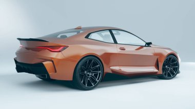 Şık bir galeride şık, modern bir coupe..