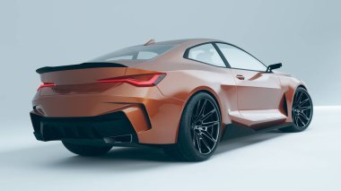 Aerodinamik dizaynlı bronz spor araba