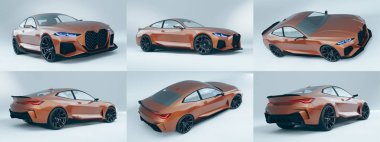 Çağdaş bronz spor araba çok açılı..