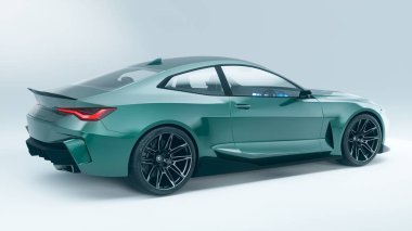 Modern tasarım özelliklerine sahip parlak yeşil spor araba..