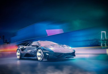 Markasız, jenerik konsept bir arabanın 3 boyutlu çizimi