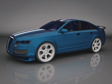 Markasız, jenerik konsept bir arabanın 3 boyutlu çizimi