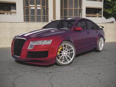 Markasız, jenerik konsept bir arabanın 3 boyutlu çizimi