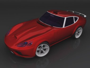 Markasız, jenerik konsept bir arabanın 3 boyutlu çizimi