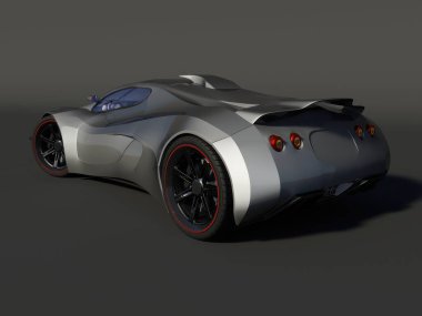 Markasız, jenerik konsept bir arabanın 3 boyutlu çizimi 