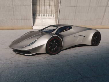 Markasız, jenerik konsept bir arabanın 3 boyutlu çizimi 