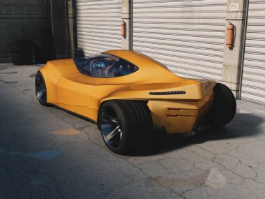 Markasız, jenerik konsept bir arabanın 3 boyutlu çizimi 