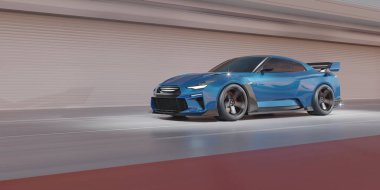 Markasız, jenerik konsept bir arabanın 3 boyutlu çizimi