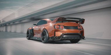 Markasız, jenerik konsept bir arabanın 3 boyutlu çizimi