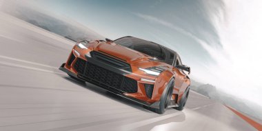 Markasız, jenerik konsept bir arabanın 3 boyutlu çizimi