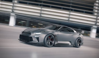 Markasız, jenerik konsept bir arabanın 3 boyutlu çizimi