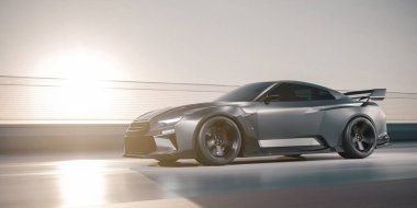 Markasız, jenerik konsept bir arabanın 3 boyutlu çizimi