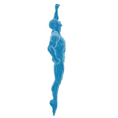 Dijital mavi insan anatomisi dinamik poziyonda