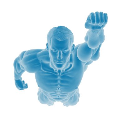 Kas yığını süper kahraman figürünün X-ray tarzı görüntüsü.