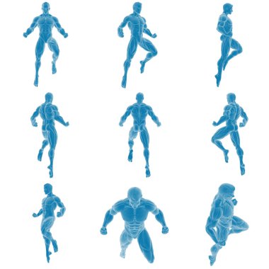 Hareketteki dinamik mavi figürler