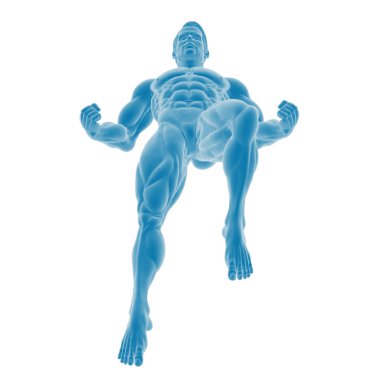 Mavili Kaslı Erkek Şeklinin 3 Boyutlu Çizimi.