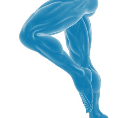 Mavi çizimde kaslı insan bacakları