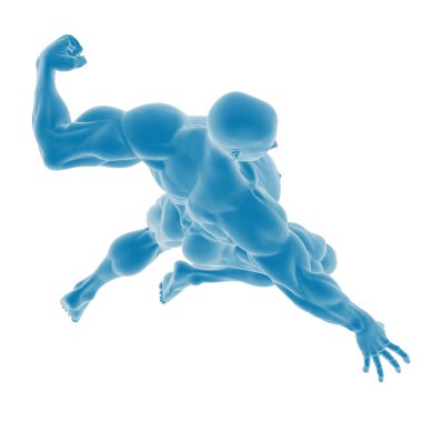 Dinamik mavi anatomik insan figürü hareket halinde
