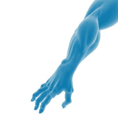 Soyut mavi kaslı kol heykeli