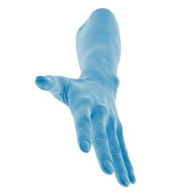 Dışarıya uzanan soyut mavi el.