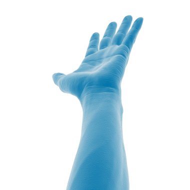 Mavi renkli eller gökyüzüne uzanıyor.