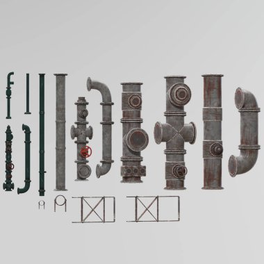 Endüstriyel metal borular ve vanalar kuruldu.