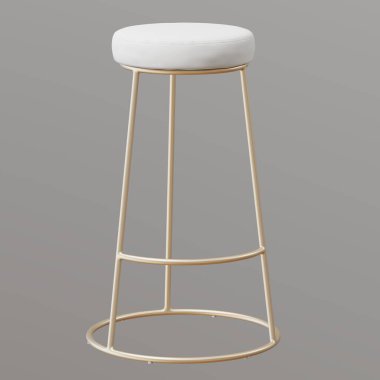 Beyaz minderli şık modern bar taburesi.