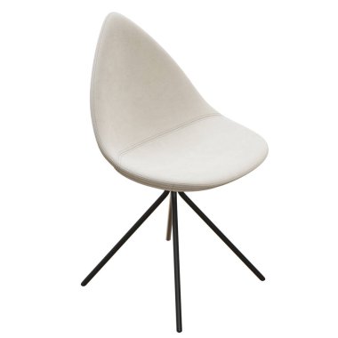 Parlak siyah bacaklı modern beyaz sandalye..