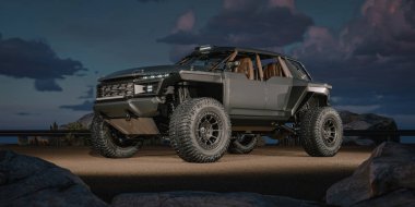 Markasız bir ralli kamyonetinin 3 boyutlu görüntüsü