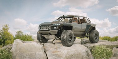 Markasız bir ralli kamyonetinin 3 boyutlu görüntüsü